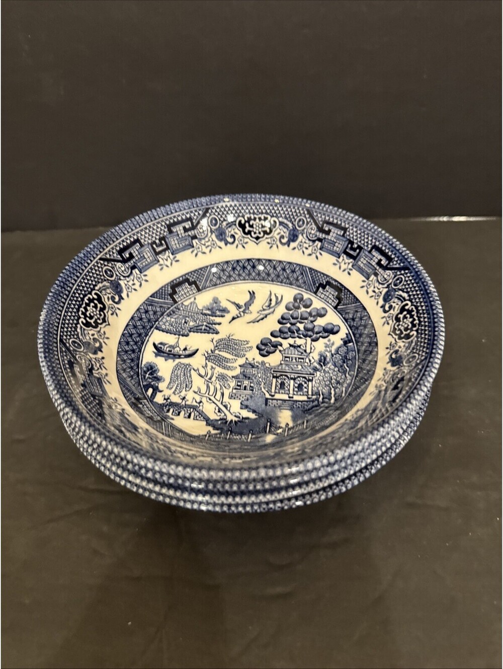 Churchill Blue Willow (4) Fruit Berry Dessert Bowls 6"  England